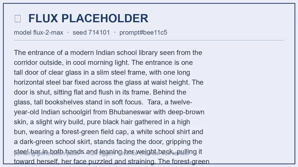 Tara grips the steel bar of the library’s new glass door with both hands and pulls; the door stays shut.